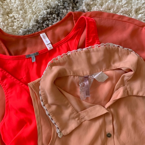 XS Pink and Corel chiffon blouse bundles - Picture 2 of 5